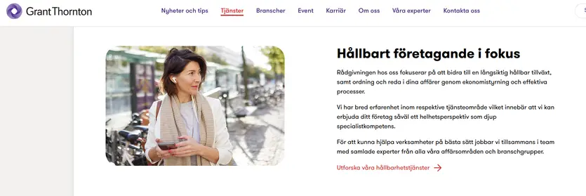 Skärmdump av Grant Thornton Sweden ABs webbplats