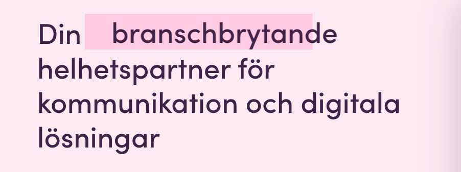 Skärmdump av Advants webbplats