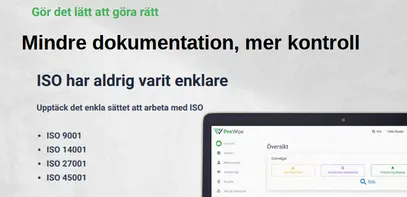 Skärmdump av PreWoes webbplats